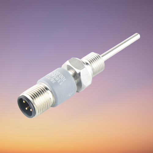 PT100 Widerstandsthermometer 4-Leiter, Anschlussstecker M12x1mm, IP 67, Temperaturbereich 120°C. mit dem Transmittern EVO040 kompatibel.