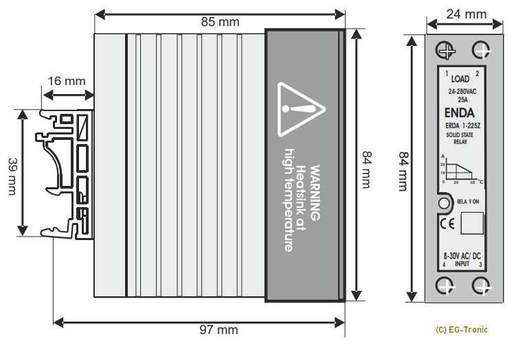 LCSSR-3X 25A Dreiphasen-Solid-State-Relais – DC-AC, 4-32V Steuerung, 24-480V AC, Mit Kühlkörper Für DIN-Schiene